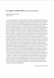 Le corps en morceaux(pour un corps poétique)